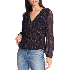 1.STATE Floral Print Pleated Top